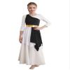 ACSUSS Kids Girls Liturgical Praise Dance Dress Color Block One Shoulder Worship Church Dress Lyrical Dancewear Tunic Black 14 Years view 1