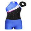 ACSUSS Kids Girls Sleeveless Gymnastic Leotard with Athletic Shorts Hair Scrunchie Biketard Dance Outfits Sets Tracksuit Royal Blue 12 Years view 3