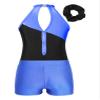 ACSUSS Kids Girls Sleeveless Gymnastic Leotard with Athletic Shorts Hair Scrunchie Biketard Dance Outfits Sets Tracksuit Royal Blue 12 Years view 4