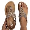 Women's Orthopedic Arch Support Sandals Comfortable T-Strap Casual Flat Sandals For Women Dressy Summer Stappy Bohemian Beaded Flower Rhinestone Ankle Elastic Strap Slip on Beach Thong Sandals view 4