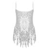 ACSUSS Kids Girls Latin Ballroom Dance Dress Sparkly Sequins Tassel Skirt Leotard Modern Jazz Tap Costume Dancewear Silver 12 Years view 2