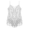 ACSUSS Kids Girls Latin Ballroom Dance Dress Sparkly Sequins Tassel Skirt Leotard Modern Jazz Tap Costume Dancewear Silver 12 Years view 3