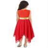 ACSUSS Kids Girls Liturgical Praise Dance Dress Sleeveless Metallic Gold Asymmetrical Celebration Lyrical Dancewear Red 10 Years view 2