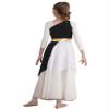 ACSUSS Kids Girls Liturgical Praise Dance Dress Color Block One Shoulder Worship Church Dress Lyrical Dancewear Tunic Black 6 Years view 2