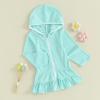MAYUMMPY Kids Girl Swim Cover Up Swimsuit Zipper Beach Pool Bathing Suit Hoodie Dress Terry Coverup Swimwear (Blue, 2-3 Years) view 4