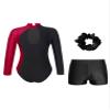 ACSUSS Kids Girls Long Sleeve Gymnastics Leotards with Athletic Shorts Biketard Skating Dance Outfits Hair Scrunchie Burgundy&Black 12 Years view 2