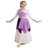 ACSUSS Kids Girls Liturgical Praise Dance Dress Color Block One Shoulder Worship Church Dress Lyrical Dancewear Tunic Lavender 10 Years view 1