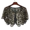 1920s Shawl Wraps Women's Sequin Beaded Bridal Shawl Gatsby Cape Evening Bolero Wedding Party Bridal Cover Up view 2