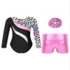 ACSUSS Kids Girls Print Long Sleeve Gymnastics Leotard with Metallic Shorts Hair Scrunchie Dance Biketards Dancewear Leopard 14 Years view 2