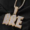 ZqlDDayUP Custom Name Necklace Iced Out Chain Personalized Initial Letter Pendant Necklace A-Z Nameplate Letter Pendant Charms Hip Hop Jewelry with Rope Chain/Tennis Chain for Men Women view 3