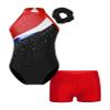 ACSUSS Kids Girls Sleeveless Gymnastic Leotard with Athletic Shorts Hair Scrunchie Biketard Dance Outfits Sets Tracksuit Red 6 Years view 1