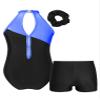 ACSUSS Kids Girls Sleeveless Gymnastic Leotard with Athletic Shorts Hair Scrunchie Biketard Dance Outfits Sets Tracksuit Black&Royal Blue 12 Years view 2