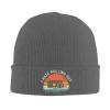 I Hate Pulling Out Camping Trailer Retro Vintage Retro Travel Beanie Hat Women Knit Hat Men Slouchy Skull Cap Deep Heather view 1