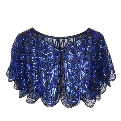 1920s Shawl Wraps Women's Sequin Beaded Bridal Shawl Gatsby Cape Evening Bolero Wedding Party Bridal Cover Up