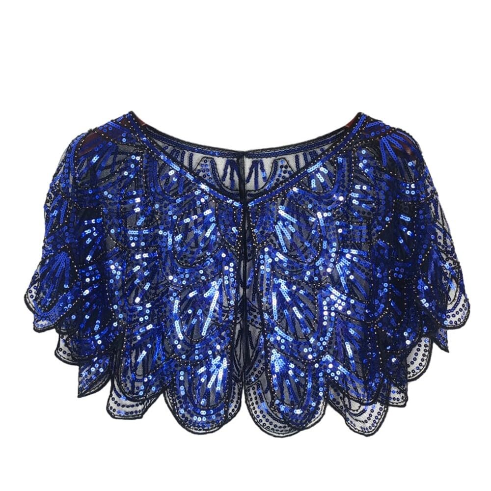 1920s Shawl Wraps Women's Sequin Beaded Bridal Shawl Gatsby Cape Evening Bolero Wedding Party Bridal Cover Up