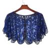 1920s Shawl Wraps Women's Sequin Beaded Bridal Shawl Gatsby Cape Evening Bolero Wedding Party Bridal Cover Up view 2
