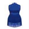ACSUSS Kids Girls Latin Dance Dress Sleeveless Sparkly Sequin Tassel Jazz Tango Rumba Salsa Ballroom Dancewear Royal Blue 6 Years view 2