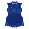ACSUSS Kids Girls Latin Dance Dress Sleeveless Sparkly Sequin Tassel Jazz Tango Rumba Salsa Ballroom Dancewear Royal Blue 6 Years view 3