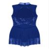 ACSUSS Kids Girls Latin Dance Dress Sleeveless Sparkly Sequin Tassel Jazz Tango Rumba Salsa Ballroom Dancewear Royal Blue 6 Years view 4