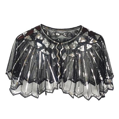 1920s Women's Shawl Wrap Lace Blouse Sequin Beaded Shawl Wedding Party Bridal Coverup Evening Cape Shawl