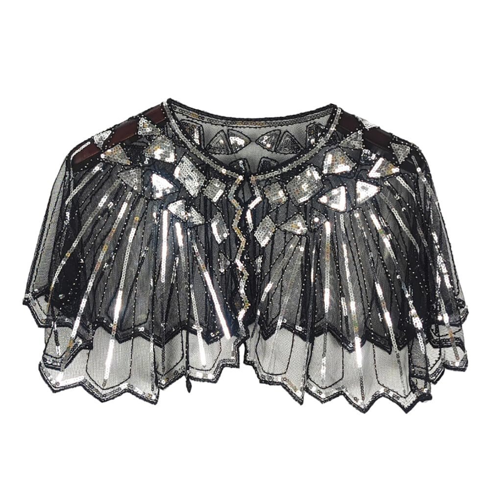 1920s Women's Shawl Wrap Lace Blouse Sequin Beaded Shawl Wedding Party Bridal Coverup Evening Cape Shawl