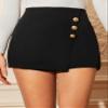 SECOLI Women's 2024 Summer Casual Mini Skorts Zipper Side Gold Button Skort view 2