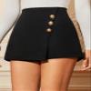 SECOLI Women's 2024 Summer Casual Mini Skorts Zipper Side Gold Button Skort view 4