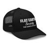 RIVEMUG Flat Earth Society The Earth is Flat Curved Bill Trucker Hat Mid Crown Adjustable Cap Black view 4