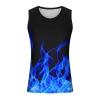 Generic Men's Tank Tops Summer Sleeveless Tee Cool Workout T-Shirts Beach Athletic Undershirts Flame Printed Bodybuilding Gym Shirt, Medium, Blue view 2