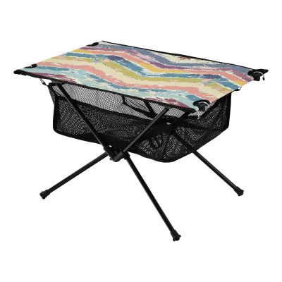 Msyxl Pastel Colors Chevron Portable Folding Camping Table, Compact Lightweight Beach Table with Carrying Bag for Outdoor Picnics, BBQs, Camp