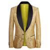 Men's Shawl Lapel Suit Blazer Jacket Embroidered Tuxedo Wedding Blazer One Button Dress Jacket for Dinner,Prom,Party (54,Yellow) view 1