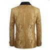 Men's Shawl Lapel Suit Blazer Jacket Embroidered Tuxedo Wedding Blazer One Button Dress Jacket for Dinner,Prom,Party (54,Yellow) view 3