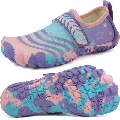 Quickshark Kids Water Shoes Boys Girls Barefoot Aqua Socks Lightweight Quick Dry Sandals Slip On Walking Sneakers for Beach Pool Swim H Purple 1 Big Kid