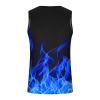 Generic Men's Tank Tops Summer Sleeveless Tee Cool Workout T-Shirts Beach Athletic Undershirts Flame Printed Bodybuilding Gym Shirt, Large, Blue view 3