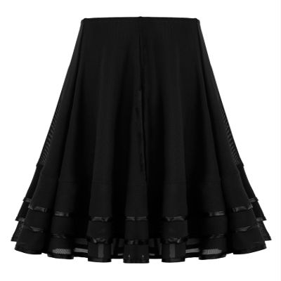 ACSUSS Kids Girls Ballroom Dance Skirt Mesh Swing Latin Cha Cha Flamenco Dance Skirts Competition Costume Dancewear Black 10 Years