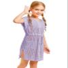 Haloumoning Girls Crochet Swim Beach Cover Up Short Sleeve Swimsuits Long Beach Dress 5-14 Years view 4