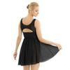 Yhong Women Lyrical Dance Dress Ballet Skirted Leotard Dress High Low Modern Contemporary Dancewear Black Small view 4