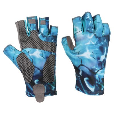PATIKIL Fishing Gloves, 1 Pair Breathable Fingerless Sun Protection Gloves for Men Women Kayaking Rowing Cycling Hiking, Blue (M Size)