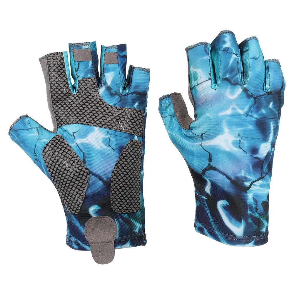 PATIKIL Fishing Gloves, 1 Pair Breathable Fingerless Sun Protection Gloves for Men Women Kayaking Rowing Cycling Hiking, Blue (M Size)
