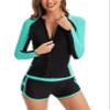 YATEEN Women's Long Sleeve Sun Protection Rash Guard Wetsuit Two Piece Swimsuit Set view 2
