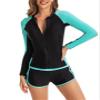 YATEEN Women's Long Sleeve Sun Protection Rash Guard Wetsuit Two Piece Swimsuit Set view 3