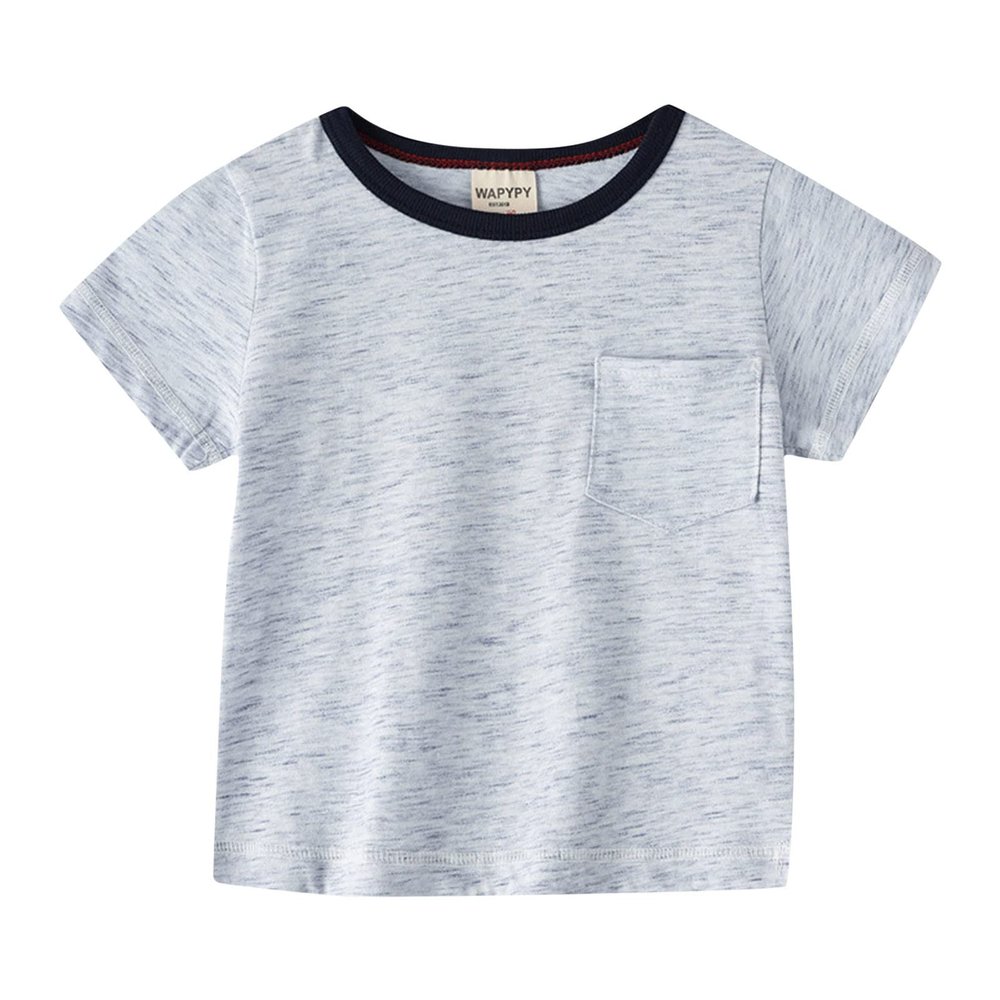 AIMAOMI Toddler Kids Baby Boys Girls Striped Print Short Sleeve Crewneck T Shirts Tops Tee Clothes (Grey, 18-24 Months)