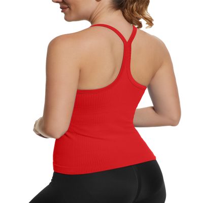 MathCat Seamless Workout Tank Tops with Built in BraRacerback Athletic Tank Tops Ribbed Soft Yoga Shirts Red