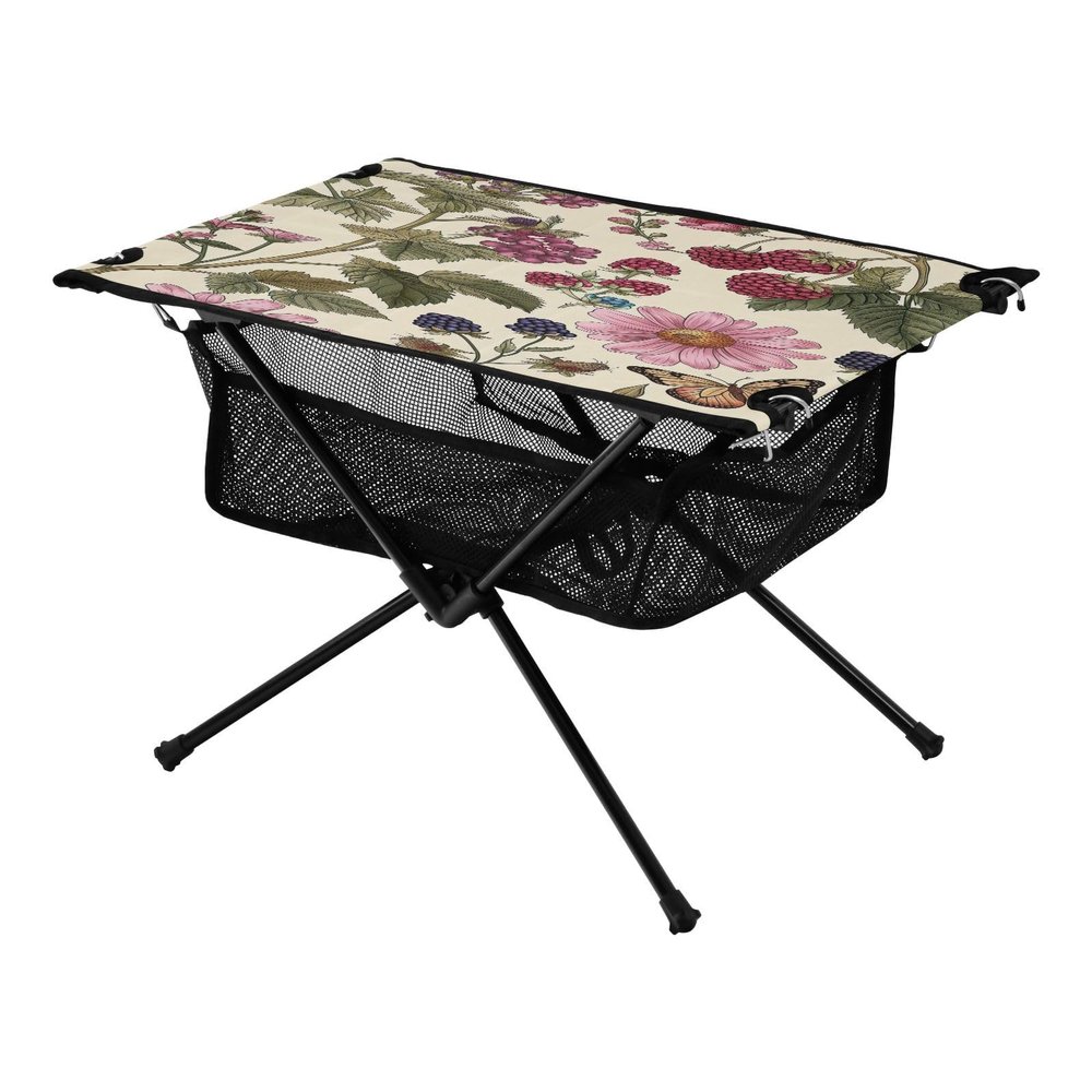 Msyxl Wild Raspberries Pattern Portable Folding Camping Table, Compact Lightweight Beach Table with Carrying Bag for Outdoor Picnics, BBQs, Camp