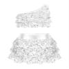 Miutii Kids Girls 2 Piece Dance Outfits Set Sequins One Shoulder Crop Top with Skirt Jazz Latin Ballroom Costume Silver 14 Years view 1