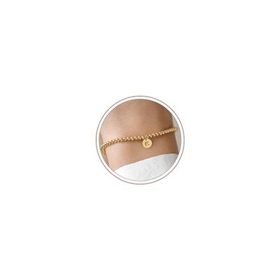 Turandoss Gold Initial Bracelet K Alphabet Disc Bead Jewelry, Minimal Letter Charm Design