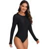 FYMNSI Rash Guard Swimsuit Women Long Sleeve Swimsuits Zip Up Rashguard Shirts One Piece Bathing Suit Cut Out Bikini Bottoms UV Sun Protection Surfing Athletic Padded Swimwear Beachwear All Black M view 1