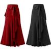 chouyatou Women's Casual Plaid Mermaid Maxi Skirt A Line Irregular Ruffle Hem Fishtail Long Skirt (Small, Solid Wine-red) view 3