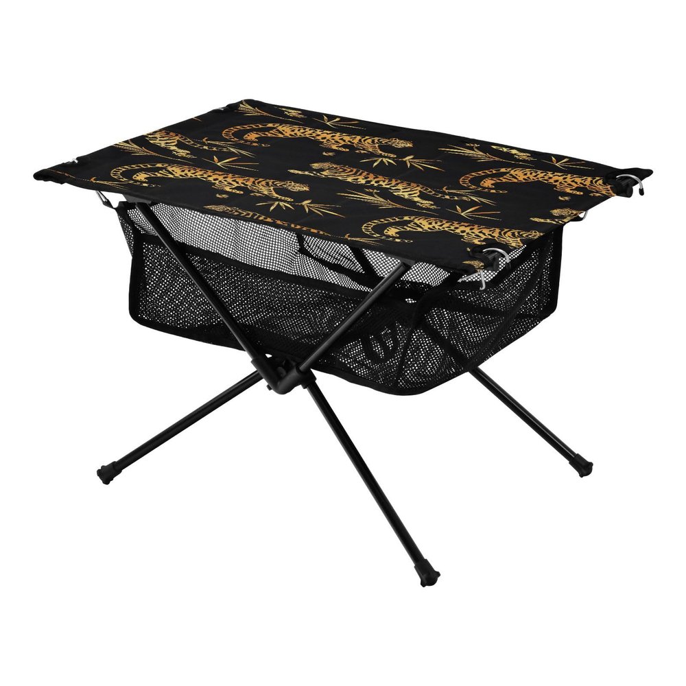 Msyxl Golden Tiger Black Portable Folding Camping Table, Compact Lightweight Beach Table with Carrying Bag for Outdoor Picnics, BBQs, Camp