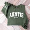 Giantbighands Personalized Auntie Sweatshirt with Kids Names on Sleeve, Custom Auntie Crewneck for Mama, Grandma Gift view 3